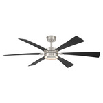 Brenix Smart Ceiling Fan with Color-Select Light - Brushed Nickel / Coal / Coal