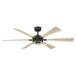 Brenix Smart Ceiling Fan with Color-Select Light - Dark Bronze / White Oak / White Oak