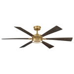 Brenix Smart Ceiling Fan with Color-Select Light - Heritage Brass / Dark Oak / Dark Oak