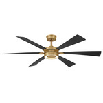 Brenix Smart Ceiling Fan with Color-Select Light - Heritage Brass / Coal / Coal
