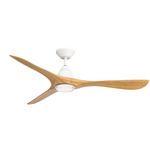 Carve Smart Ceiling Fan - Matte White / Honey Oak
