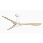 Carve Smart Ceiling Fan - Matte White / White Oak