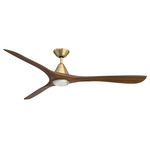 Carve Smart Ceiling Fan - Soft Brass / Distressed Koa