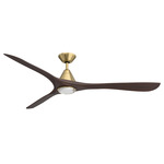 Carve Smart Ceiling Fan - Soft Brass / Dark Walnut