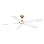 Crown Ceiling Fan with Color-Select Light - Soft Brass / Matte White