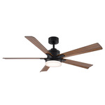 Radiant Ceiling Fan with Color-Select Light - Matte Black / Distressed Koa / Crystal