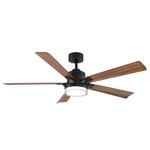 Radiant Ceiling Fan with Color-Select Light - Matte Black / Distressed Koa / Clear
