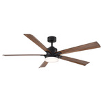 Radiant Ceiling Fan with Color-Select Light - Matte Black / Distressed Koa / Crystal
