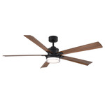 Radiant Ceiling Fan with Color-Select Light - Matte Black / Distressed Koa / Clear