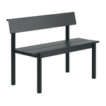 Linear Steel Bench with Backrest - Black