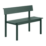 Linear Steel Bench with Backrest - Dark Green