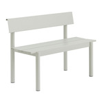Linear Steel Bench with Backrest - Grey