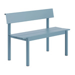 Linear Steel Bench with Backrest - Pale Blue