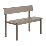 Linear Steel Bench with Backrest - Taupe