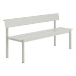 Linear Steel Bench with Backrest - Grey