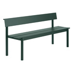 Linear Steel Bench with Backrest - Dark Green