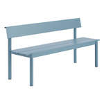 Linear Steel Bench with Backrest - Pale Blue