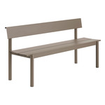 Linear Steel Bench with Backrest - Taupe
