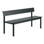 Linear Steel Bench with Backrest - Black