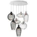 Ray Dance Multi-Light Pendant - Brushed Aluminum / Smoke / Clear