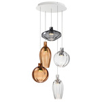 Ray Dance Multi-Light Pendant - Brushed Aluminum / Smoke / Ember