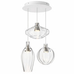 Ray Dance Multi-Light Pendant - Brushed Aluminum / Clear