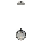 Ray Dance Globe Pendant - Brushed Aluminum / Mirror Smoke
