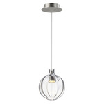 Ray Dance Globe Pendant - Brushed Aluminum / Clear