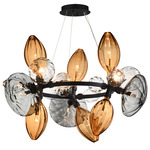 Ray Dance Ring Cluster Pendant - Black / Smoke / Ember