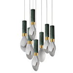 Burgeon Multi-Light Pendant - Natural Aged Brass / Green Marble / White