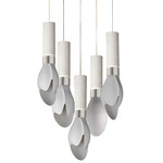 Burgeon Multi-Light Pendant - Satin Nickel / White Marble / White