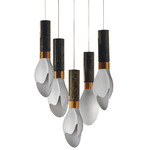 Burgeon Multi-Light Pendant - Natural Aged Brass / Green Marble / White