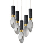 Burgeon Multi-Light Pendant - Natural Aged Brass / Black Marble / White