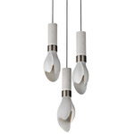 Burgeon Multi-Light Pendant - Satin Nickel / White Marble / White