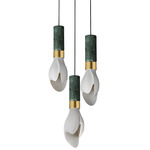 Burgeon Multi-Light Pendant - Natural Aged Brass / Green Marble / White