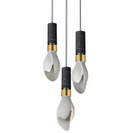 Burgeon Multi-Light Pendant - Natural Aged Brass / Black Marble / White