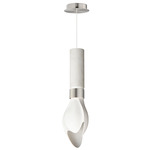 Burgeon Pendant - Satin Nickel / White Marble / White