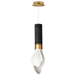 Burgeon Pendant - Natural Aged Brass / Black Marble / White