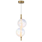 Dreamer Vertical Pendant - Natural Aged Brass / Iridescent