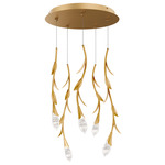 Secret Garden Round Multi Light Pendant - French Gold / Optic Haze