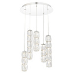 Verve Color-Select Round Multi-Light Pendant - Stainless Steel / Clear Radiance Crystal