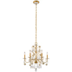 Camellia Chandelier - Heirloom Gold / White Flowers / Radiance Crystal