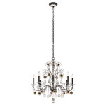 Camellia Chandelier - Black / Antique Silver Flowers / Radiance Crystal