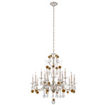 Camellia Chandelier - Antique Silver / Heirloom Gold Flowers / Radiance Crystal