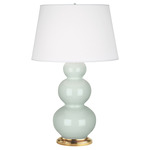Triple Gourd Table Lamp - Overstock - Celadon / Pearl Dupioni