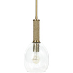 Bronson Glass Pendant - Overstock - Antique Brass / Clear