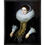 Lady With Tongue Out 1 Framed Wall Art - Floor Model - Black