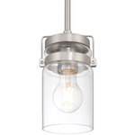 Shelby Pendant - Brushed Steel / Clear