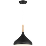 Olivia Pendant - Black / Light Wood