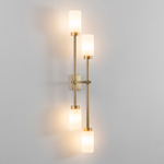 Farol Double Wall Sconce - Brushed Brass / Opal